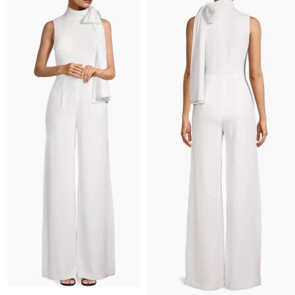 NWT Black Halo EVE By Laurel Berman Kynlee Wide Leg Jumpsuit White Size 8 $525